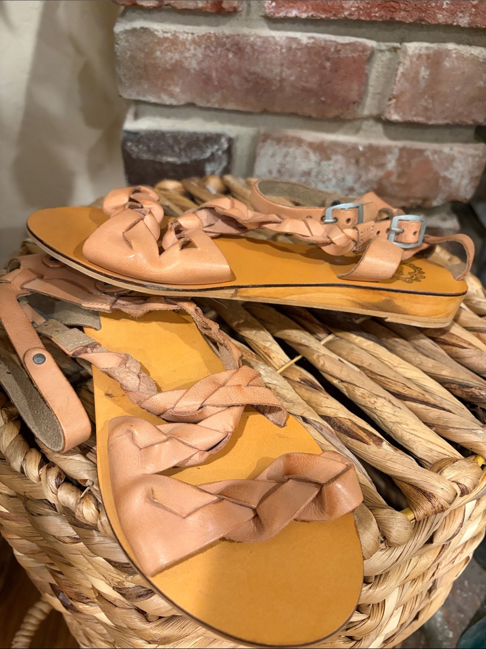 Ecote Braided Ankle-Strap Sandals in Tan